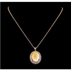 26.39 ctw Opal and Diamond Pendant With Chain - 14KT Rose Gold