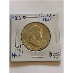 1963 D MS  High Grade Franklin Silver Half Dollar