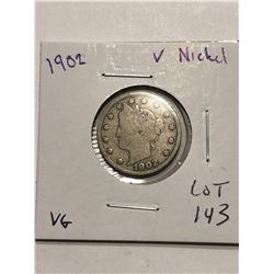 1902 Liberty Head V Nickel Nice Early US Coin VG Grade