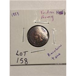 1883 Indian Head Penny Rainbow Toned