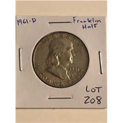 1961 D Franklin Silver Half Dollar