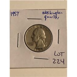 1957 Washington Silver Quarter Nice Early US Coin