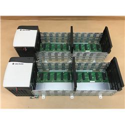 (2) ALLEN BRADLEY 1756-PA75/B POWER SUPPLY W/ 1756-A10 B 10 SLOT CHASSIS