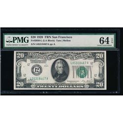 1928 $20 San Francisco Federal Reserve Note PMG 64EPQ