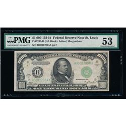 1934A $1000 St Louis Federal Reserve Note PMG 53