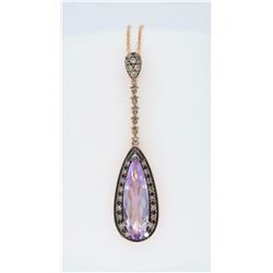 Levian 14KT Rose Gold Amethyst and Diamond Pendant with Chain