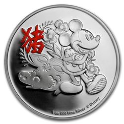 2019 $2 Disney Lunar Year of the Pig Niue Silver Coin