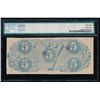 Image 2 : 1863 $5 Confederate States of America Note PMG 58