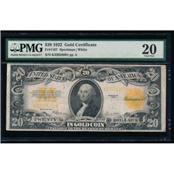 1922 $20 Gold Certificate PMG 20