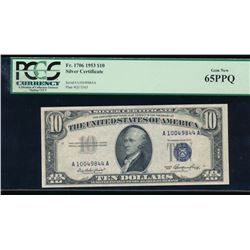 1953 $10 Silver Certificate PCGS 65PPQ