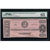 Image 1 : 1862 $2 Confederate States of America Note PMG 63