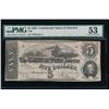 Image 1 : 1863 $5 Confederate States of America Note PMG 53