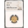 Image 1 : 1909 $2.5 Indian Head Quarter Eagle Gold Coin NGC MS63