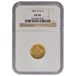 1852-O $2.5 Liberty Head Quarter Eagle Gold Coin NGC AU58