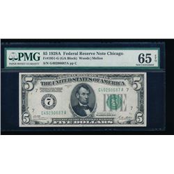 1928A $5 Chicago Federal Reserve Note PMG 65EPQ