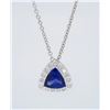 Image 1 : Platinum 5.70ct Tanzanite and Diamond Pendant with Chain