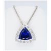 Image 2 : Platinum 5.70ct Tanzanite and Diamond Pendant with Chain