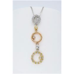 14KT Tri Color Gold 0.25ctw Diamond Pendant with Chain