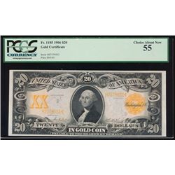 1906 $20 Gold Certificate PCGS 55