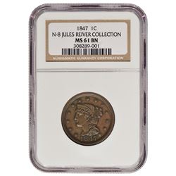 1847 Braided Hair Large Cent NGC MS61BN