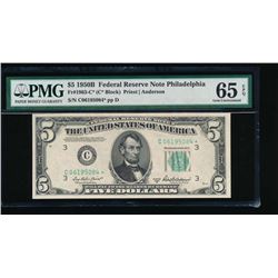 1950B $5 Philadelphia Federal Reserve Star Note PMG 65EPQ