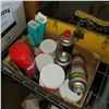 Image 3 : BOX LOT OF SHOP SUPPLIES AND YELLOW BOX W/ ASSORTED HAND TOOLS