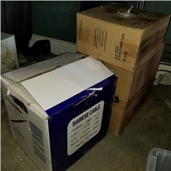 2 BOXES OF SPEAKER CABLE AND 1 BOX OF SIAMESE CABLE