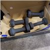Image 2 : WEATHER WORKS PEDESTAL FAN IN BOX AND 2 PAIRS OF DUMBELLS