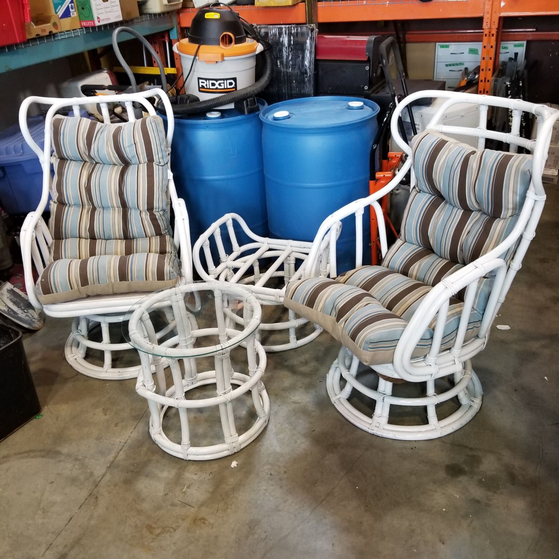 4PC VINTAGE BAMBOO SWIVEL ROCKER SET