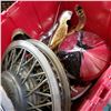 Image 2 : RED TOTE OF VINTAGE CAR PARTS, CARDILLAC HUB CAPS