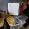 Image 1 : TOTE OF CAMPING GEAR INCLUDING AIR MATTRESS AND MORE
