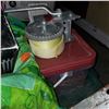 Image 2 : RATCHETING STRAP, PAIL OF SCREWS, AND TOTE OF SHOP SUPPLIES