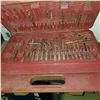 Image 2 : BOX OF ELECTRIC DRILL, BITS, HARRIS JOBSITE PHONE, AND TOOLS