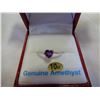 Image 2 : 10KT WHITE GOLD 5MM GENUINE AMETHYST HEART RING SIZE 6.5 - RETAIL $900