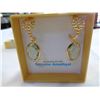 Image 3 : STERLING SILVER YELLOW GOLD PLATED 15 x 10MM GENUINE GREEN AMETHYST EARRINGS 10.07CTS W/ APPRAISAL $