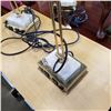 Image 2 : 2 MARBLE BASE AND BRASS TABLE LAMPS W/ OUTLETS