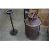 Image 3 : VINTAGE METAL MILK CAN AND WOODEN STAND