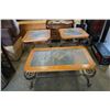 Image 1 : 3 PIECE METAL BASE TILE AND WOOD TOP COFFEE TABLE SET