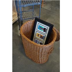 WICKER HAMPER W/ CONTENTS