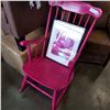Image 1 : PINK ROCKING CHAIR W/ SIGNED BIG APPLE PICTURE