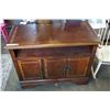 Image 1 : ASHLEY FLOOR MODEL 3 DOOR DARK MAHOGANY FINISH TV CABINET, RETAIL $699