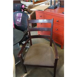 BROWN LADDER BACK ARMCHAIR