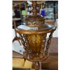 Image 2 : PAIR OF WOOD AND AMBER GLASS LAMPS