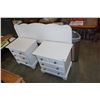 Image 1 : PAIR OF WHITE 2 DRAWER NIGHT STANDS AND QUEEN SIZE HEAD BOARD W/ ROLLER FRAME