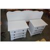 Image 2 : PAIR OF WHITE 2 DRAWER NIGHT STANDS AND QUEEN SIZE HEAD BOARD W/ ROLLER FRAME
