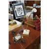 Image 1 : 2 MARBLE BASE AND BRASS TABLE LAMPS W/ OUTLETS