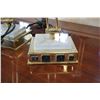Image 3 : 2 MARBLE BASE AND BRASS TABLE LAMPS W/ OUTLETS