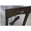 Image 3 : ASHLEY FLOOR MODEL DARK CHAIR SIDE ENDTABLE WITH POWER/USB OUTLETS, RETAIL $499