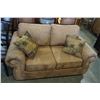 Image 1 : BROWN MICROFIBER STUDDED LOVE SEAT