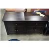 Image 1 : NEW SOLID BIRCH SHAKER MEDIA STAND, WITH 2 DRAWERS AND 2 WOOD PANEL DOORS, HICKORY STAIN, DOVETAILED